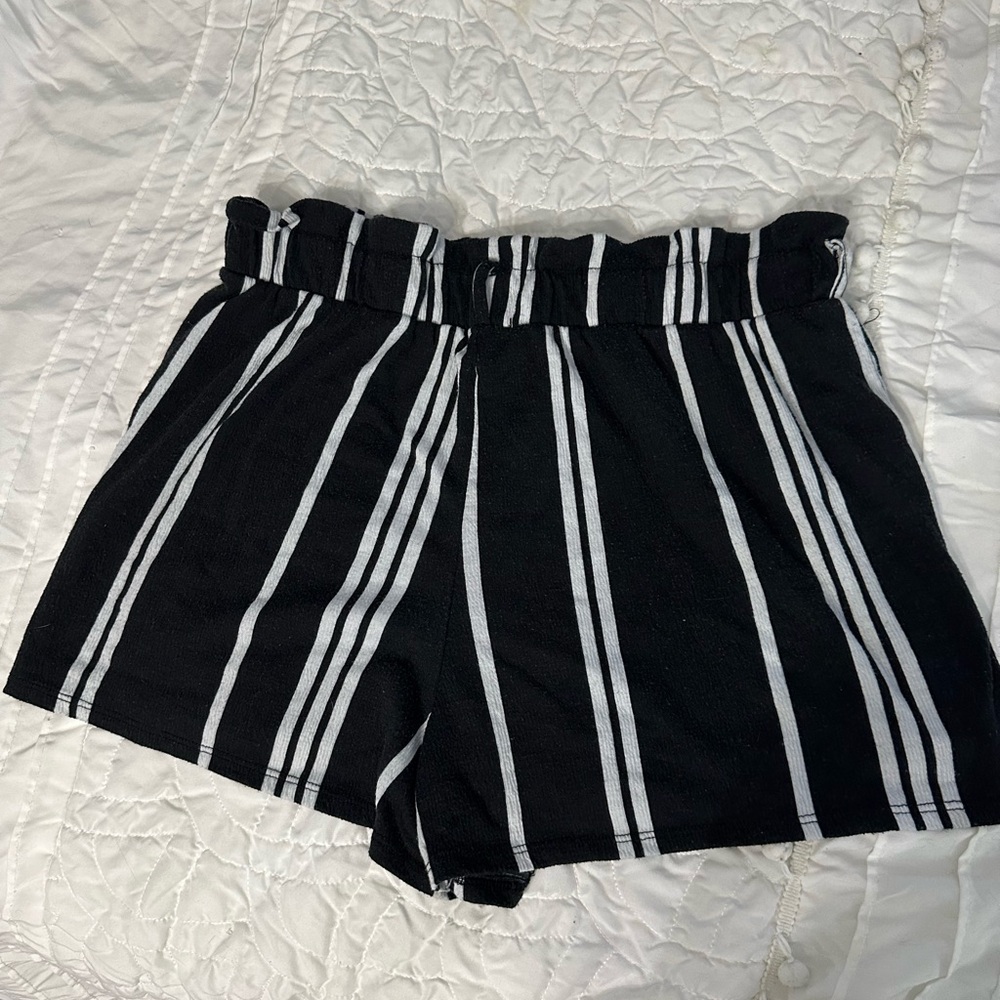 Rue21 High Waist Black and White Striped Shorts